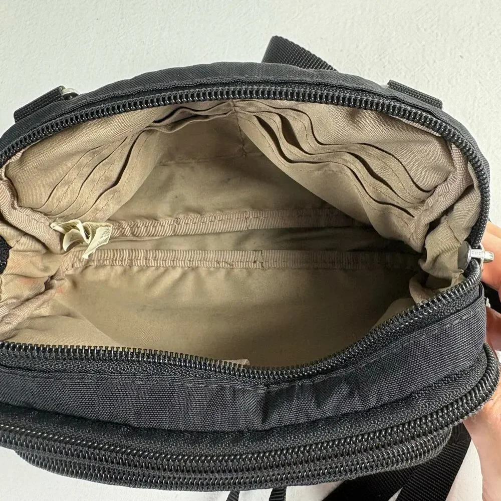 Baggallini Triple Zip Bagg Black Nylon Crossbody Travel Organizer Adjustable